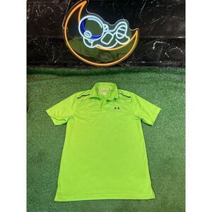 Under Armour Loose Heat Gear Preppy Golf Polo Short Sleeve Shirt Men's S‎ Green